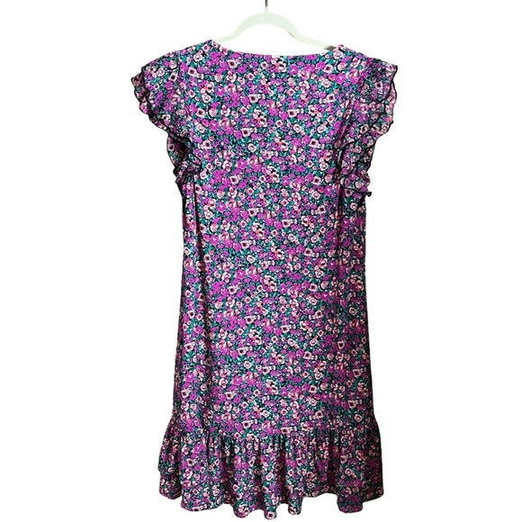 NWT New Harper Rose Pink Floral Ruffle Hem Jersey Knit Mini Dress Size L - Picture 6 of 14